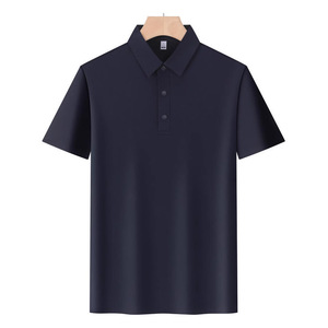 Camisa Polo Negra para Hombre, Manga Corta, Color Sólido, Poliéster, Ropa de Trabajo, Uso Diario - Product Image 2