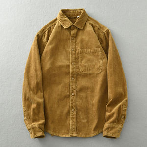 Sanmagno Camisa de pana informal de otoño para hombre Cálido Stylish100 % algodón con botones de manga larga de un solo pecho - Product Image 4