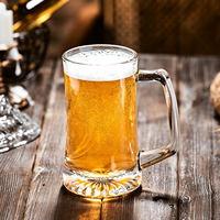 Verre à bière pression personnalisé avec logo 380 ml, populaire pour bars commerciaux et usage domestique, grande capacité avec poignée