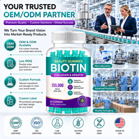 Gummies de croissance capillaire à la biotine avec collagène et kératine 255000 MCG Formule haute puissance Marque privée Vente en gros OEM ODM