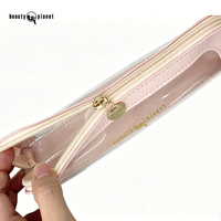 Pochette à maquillage de haute qualité Beauty Planet avec fermeture éclair, réutilisable, personnalisée, rose, imperméable, en cuir PU, pour pinceaux de maquillage, pour femmes