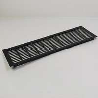 Grille d'aération à fentes longues en aluminium, sur mesure, pour armoire, finition noire thermolaquée