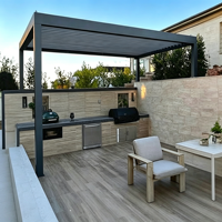 Pergola électrique en alliage d'aluminium sur mesure avec toit réglable, imperméable et résistant à la pluie, anti-corrosion, pour usage en cour
