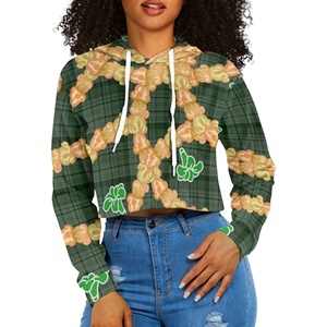 Abbigliamento Drop Shipping donna personalizzato Aloha hawaiana Maile e Mokihana stampa donna felpa con stampa ombelico su richiesta - Product Image 5