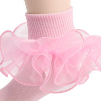 Chaussettes à volants pour les tout-petits bébés filles tricoté coton moelleux dentelle à volants douce princesse mignon dentelle chaussettes
