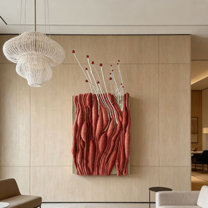 Sculpture murale en <span class=keywords><strong>fil</strong></span> de lin texturé 3D en terre cuite, art tissé de luxe moderne pour espaces résidentiels haut de gamme - Product Image 1