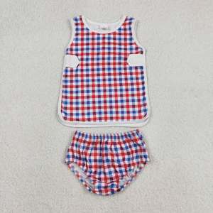 ชุดเสื้อผ้าเด็กผู้หญิงลายตารางผ้าไหมนมพร้อมโบว์น่ารัก - Product Image 5