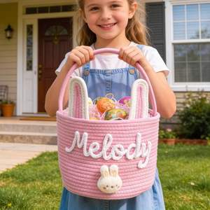 Panier en coton personnalisé pour la chasse aux œufs de Pâques - Cadeau d'anniversaire - Product Image 5