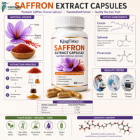 Capsules de Safran Naturel KingFisher Marque Privée pour le Bien-être de l'Humeur, Soin Herbal Quotidien avec Extrait de Crocus Sativus, Fourniture OEM