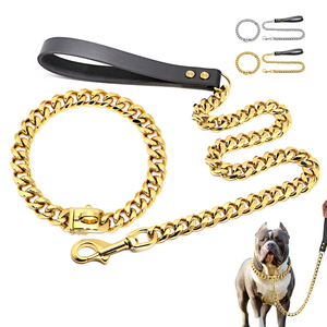 Cadena de oro Heavy Duty Acero inoxidable Pitbull Collares para perros <span class=keywords><strong>Collar</strong></span> de cadena de oro para perro cubano - Product Image 4