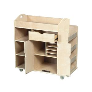 Chariot d'activités artistiques - Meuble de rangement en bois à roulettes et étagère pour fournitures d'art et d'artisanat, mobilier scolaire | Combohome - Product Image 3