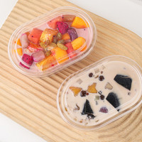 Transparent clair Fromage Crème Glacée Gâteau Aux Fruits Mousse Emballage Boîte Conteneur Rectangle PET Ovale En Plastique Emballage Boîte avec Couvercle