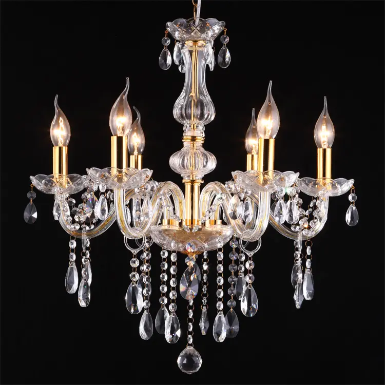 Élégant lustre doré k9 en cristal avec 8 bras multifonctionnel, chandelier pour mariage, lampe acrylique, lustre de luxe, offre spéciale, HT98124