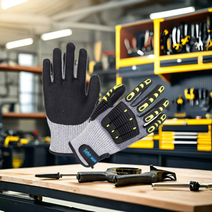 Gants de sécurité enduits de nitrile TPR Sandy résistants aux coupures et aux chocs avec doublure en nylon pour la construction Échantillon gratuit - Product Image 1
