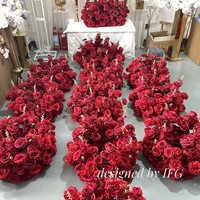 IFG vente en gros meilleure vente 26cm Rose rouge centres de table de fleurs artificielles pour la décoration de scène de banquet d'hôtel