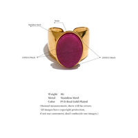 JINYOU 3585 PVD-beschichteter Stein Edelstahl Goldfarben Breiter Ring Sommer Trendiger Modeschmuck Accessoires