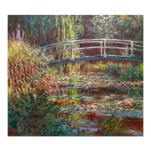 Reproducciones impresivas, lienzo del puente japonés, pinturas hechas a mano famosas de Claude Monet Óscar