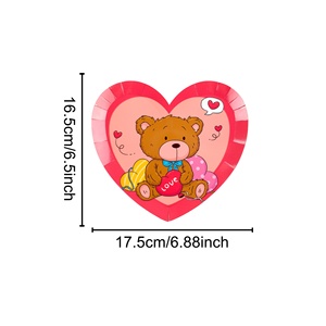 Assiettes en papier biodégradables jetables en forme de cœur pour la Saint-Valentin et les fêtes d'anniversaire, série transfrontalière, décoration de table - Product Image 6