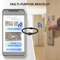 OEM/ODM Bracelet NFC 13,56 MHz pour contrôle d'accès, avec chaîne en cuir, boucle magnétique et coque de noix de coco, pour cadeau de vacances RFID