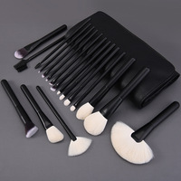 Kit de pinceaux de maquillage de luxe noir 18 pièces avec logo personnalisé, vente chaude du fabricant, pinceaux de maquillage professionnels en poils synthétiques, ensemble classique