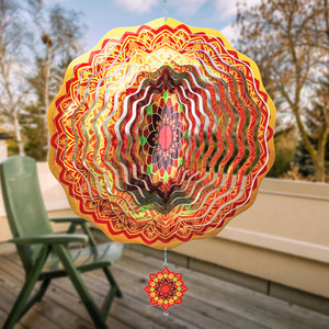 Nuevas Decoraciones Navideñas, Molinillo de Viento Metálico para Jardín, Adorno de Crisantemo Naranja, Molinillo de Viento 3D Grande - Product Image 3