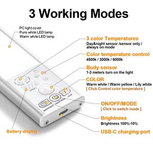 Luz de Gabinete con Sensor de Movimiento, Moderna, Recargable, para Dormitorio, Luz LED de Pared con Sensor de Movimiento para Gabinete - Product Image 2