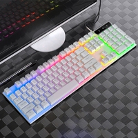 Clavier mécanique de jeu filaire USB 104 touches avec rétroéclairage RVB, interrupteur lumineux arc-en-ciel pour PC, ordinateur, joueur