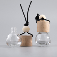 Diffuseur de parfum pour voiture en verre transparent, flacon rond vide pour huiles essentielles liquides