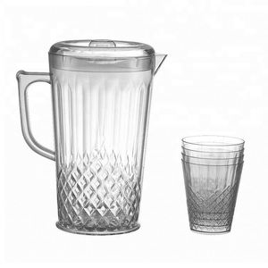 2L Best Food Grade Plastic Crystal Wide Mouth Promotional Plastic Cold Water Jug Bottle <b>Cup</b> <b>Set</b> with Lid and 4 Pcs Glasses - Product Image 5