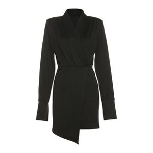 Robes élégantes à manches longues pour femmes, pour l'automne, pour les fêtes, col rabattu, robe mini blazer pour femme de bureau - Product Image 6