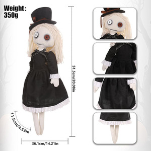 8552 <span class=keywords><strong>Bambole</strong></span> Gotiche Personalizzate OEM in Stile Spaventoso, Bianche <span class=keywords><strong>e</strong></span> Nere, con Cappelli <span class=keywords><strong>e</strong></span> Abiti con Balze, Regali di Halloween per Bambini - Product Image 2