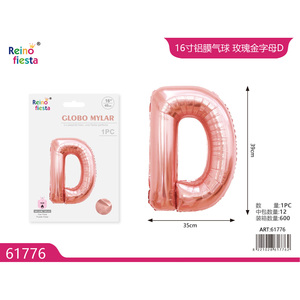Lettera a palloncino in lamina d'oro rosa da 16 pollici spessa elegante per le celebrazioni delle decorazioni per feste-per le feste di laurea della festa della mamma - Product Image 1