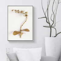 Art mural personnalisé pour hôtel, commande en gros, prix d'usine OEM, accessoires d'hôtellerie pour chambre à coucher, art mural en toile 3D fleur or