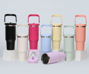 2026 Luxury Stainless Steel Handheld Cup <b>with</b> Handle <b>Straw</b> Lid Wholesale Custom Logo Insulated Travel Mug Car Coffee Tumbler - Product Image 1