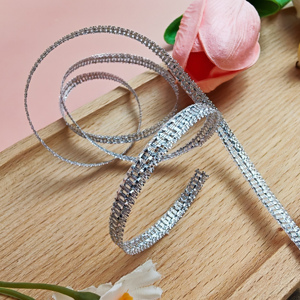 4mm Gift Packing <b>Ribbon</b> Nylon Metal <b>Wire</b> Glitter Silvery <b>Ribbons</b> Decor Gold and Silver Metallic Band for Decoration Festival - Product Image 1