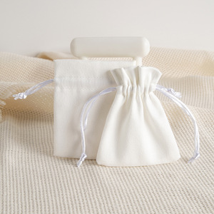 White Suede Jewelry Bags <b>Drawstring</b> Velvet <b>Pouches</b> 7x9cm To 15x20cm Ring Storage Wedding Candy Gift Packaging - Product Image 3