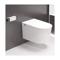 WC intelligent mural avec bidet intégré et télécommande, en céramique, norme européenne, avec couvercle automatique pour salle de bain