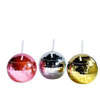 Argent Rose Or Disco pour Ball Tumbler Cup Sparkles Glitter Plastique Vin Cocktail Boire Bouteille Couvercle Paille pour Fête