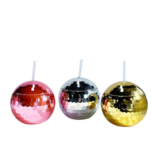 Argento oro rosa Disco per la sfera Tumbler Cup scintille Glitter vino di plastica per bere bottiglia di birra coperchio per il partito - Product Image 1