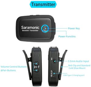 <span class=keywords><strong>Saramonic</strong></span> Blink500 B2 <span class=keywords><strong>ไม</strong></span>โครโฟนไร้สายสองช่อง 2.4GHz สําหรับการออกอากาศวิดีโอ - Product Image 2