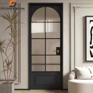 Porte française en verre arqué en aluminium moderne GS avec grille décorative pour séparateur de pièce intérieur de villa de luxe - Product Image 3