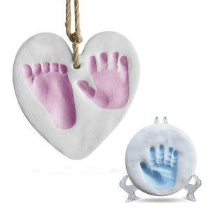 2026 Wholesale Angel Theme Baby Footprints Commemorative Handprint Ornaments Keepsake Christmas <strong>Air</strong> <strong>Dry</strong> <strong>Clay</strong> <strong>Sculpture</strong> - Product Image 2