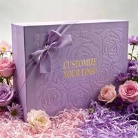 Caja de Regalo de Papel con Diseño Floral en Relieve, Cinta de Satén y Logotipo Personalizado, de Cartón con Tapa Abierta, Venta al Por Mayor de Fábrica, Leabon Lavender Rose