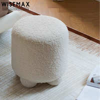 WISEMAX FURNITURE Mobilier de salon moderne, Fauteuil bulle, Poufs ronds, Ottomanes rondes en tissu bouclé, Tabouret à chaussures pour la maison