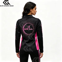 Veste de survêtement de studio de danse pour l'échauffement et l'entraînement, avec sublimation, style tout-en-un, pour cheerleading, avec nœuds, pompons et détails en strass