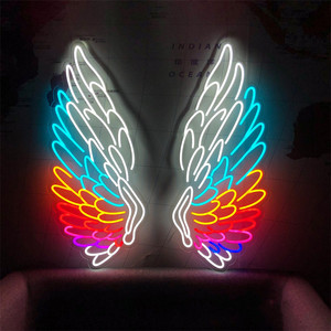 Ailes de néon colorées personnalisées décoration murale de fond enseigne d'ailes d'ange pour bar de fête de mariage 55 bandes de <span class=keywords><strong>LED</strong></span> IP65 88 - Product Image 1