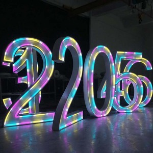 Letreros Electrónicos <span class=keywords><strong>LED</strong></span> Multicolor Personalizados de Pie Letras Iluminadas Letreros <span class=keywords><strong>LED</strong></span> Programables de 4 Pies para Suministros de Fiesta - Product Image 1