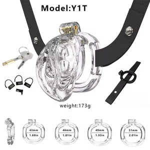 BDSM Cage de chasteté masculine dispositif de verrouillage en plastique léger et souple avec 4 anneaux Cage à bite rose jouets sexuels pour adultes pour hommes Couples - Product Image 4