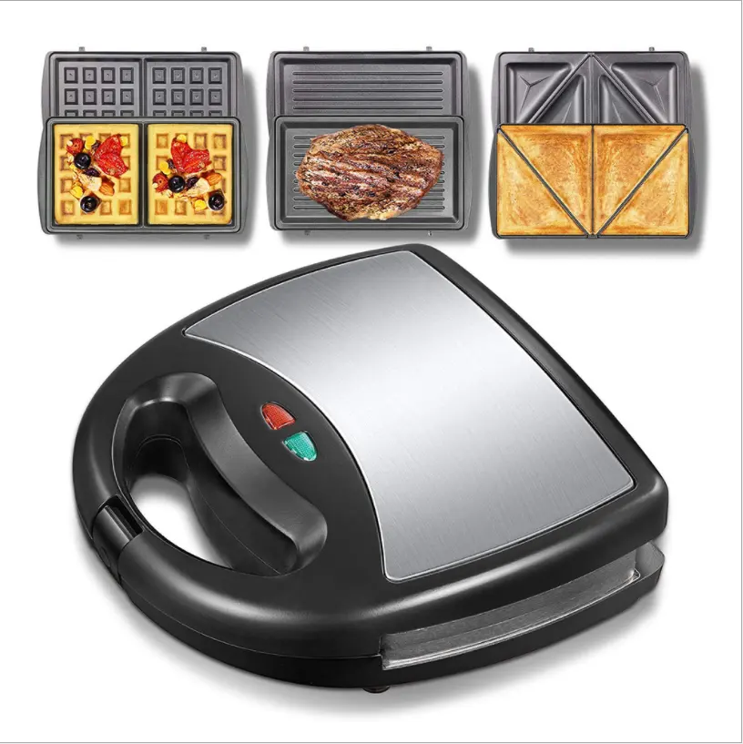 Hot Sandwich Maker Multi Sandwich Maker Veel Gebruikt 3 In 1 Met 2 Borden Mini Keuken Oem Verwisselbare Foto Power Wafel