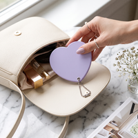 Miroir rotatif haute définition en forme de cœur, mini miroir portable double face pour étudiant